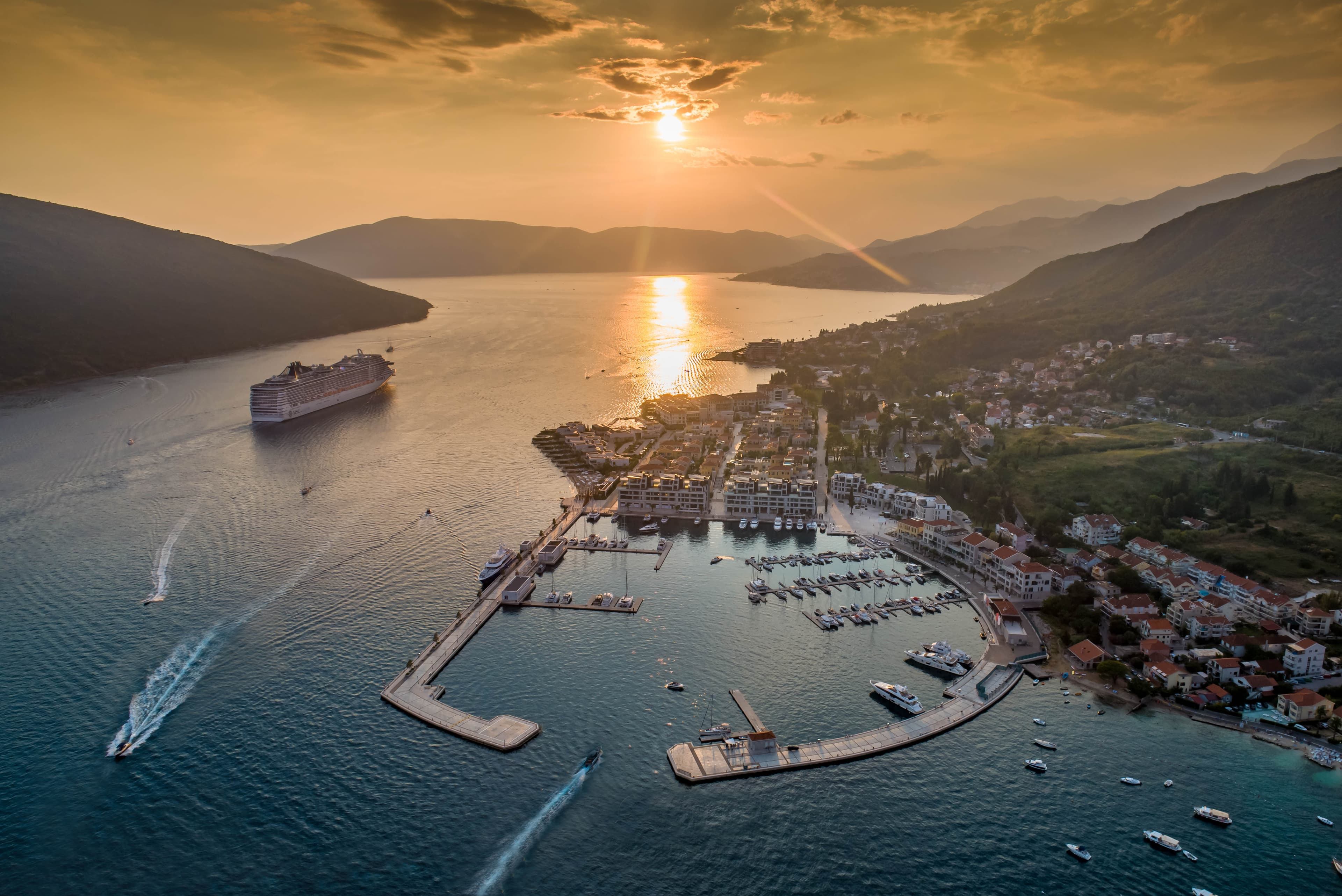 Sunset over Portonovi marina